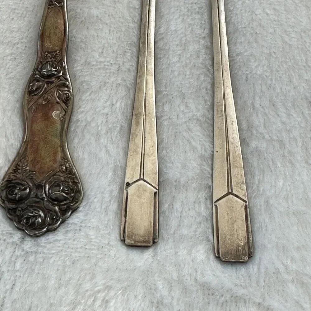 Vintage Holmes & Edwards Ladle Serving Silverplate Floral and Cocktail Forks Lot